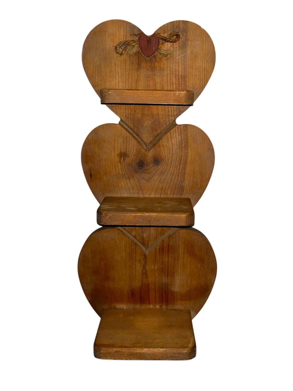 Rustic Heart Stack 3 tiered Wooden Shelf